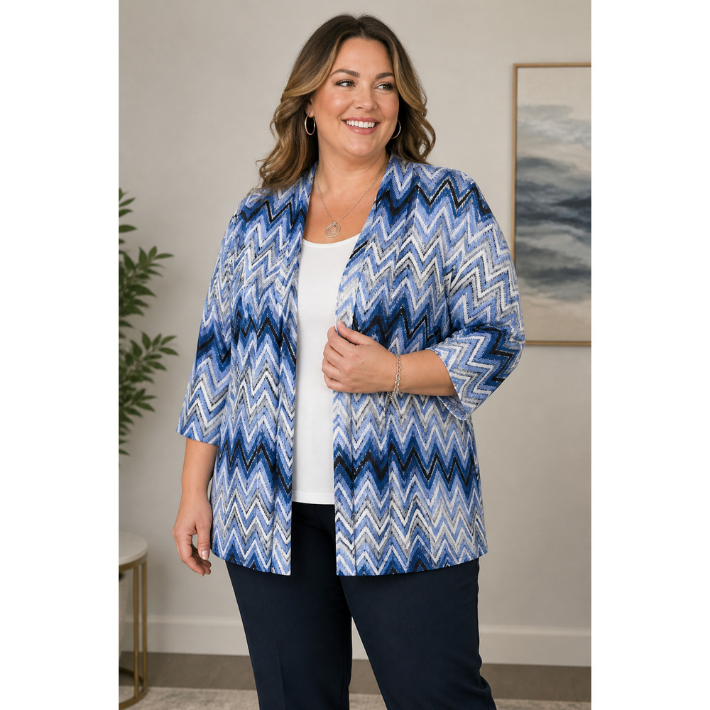 Y2K Purple Chevron Cardigan Blazer 2X Plus Size Boho Indie Zig Zag Layering Top